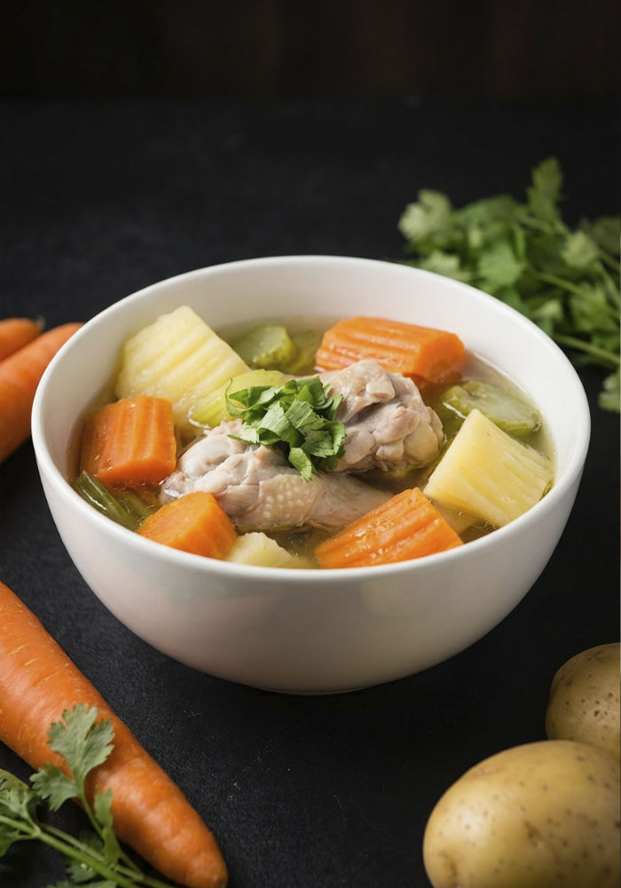 Clear Chicken Soup with Carrot & Potato