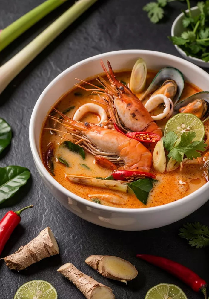 Creamy Tom Yum Seafood Soup